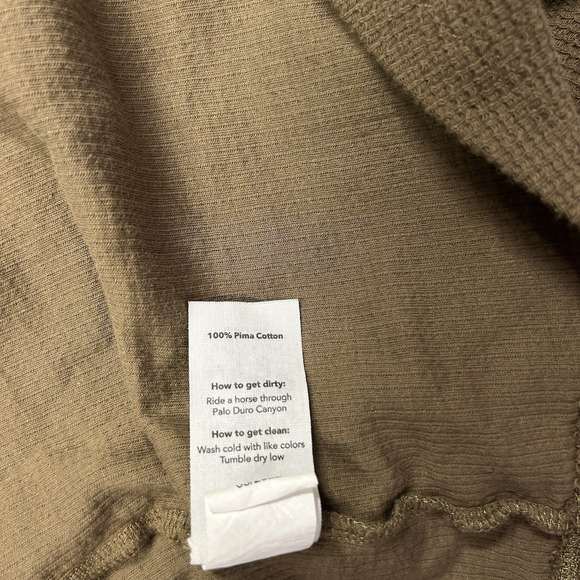 Tecovas Men's Shirt 2XL Brown Waffle Weave Henley Thermal‎ Western Pima Cotton - Picture 8 of 8